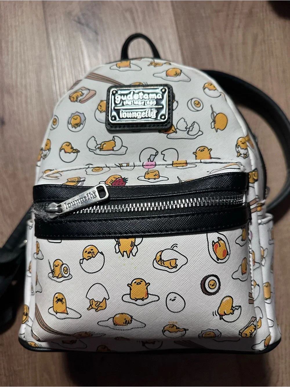 Loungefly Gudetama White and Yellow Printed Mini Backpack